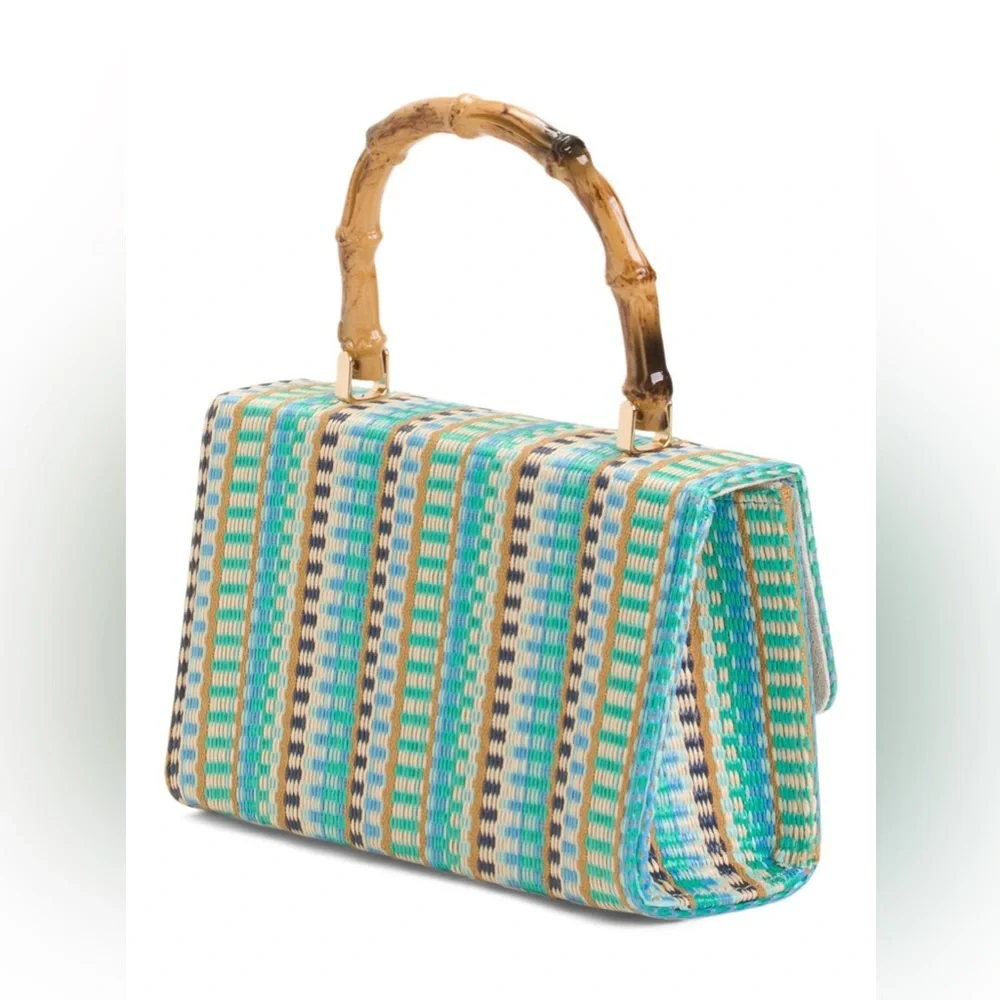 Brand New Alessia Bianchi Stripped Bamboo Top Handle Crossbody - Picture 4 of 4